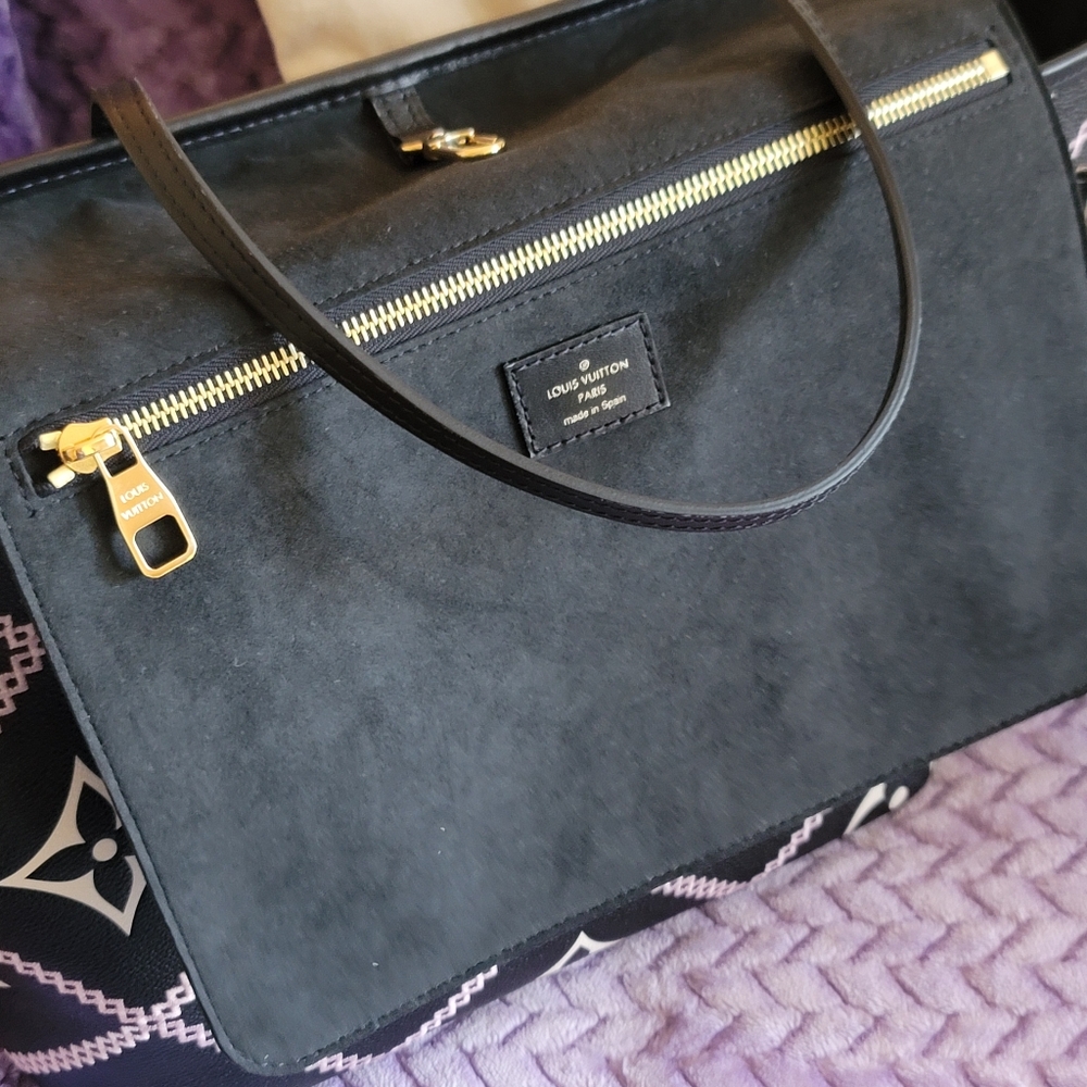 Louis Vuitton Neverfull MM Black Giant Flower Monogram Empreinte Leather Bag - Picture 5 of 17